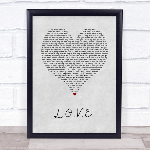 Jessie J L.O.V.E. Grey Heart Song Lyric Print