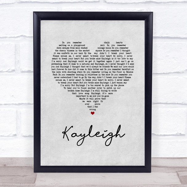 Marillion Kayleigh Grey Heart Song Lyric Print