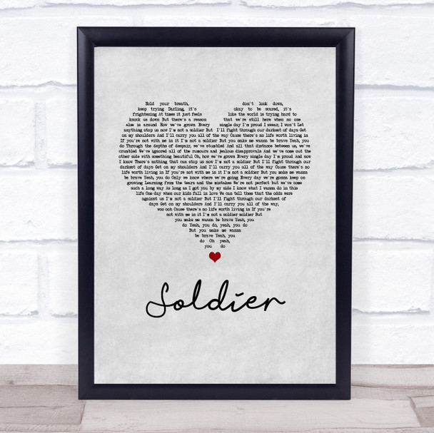 James TW Soldier Grey Heart Song Lyric Print