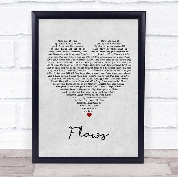 Bastille Flaws Grey Heart Song Lyric Print