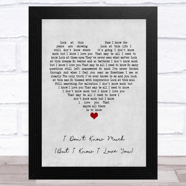 Terah Kuykendall &?áAllen White I Don't Know Much (But I Know I Love You) Grey Heart Song Lyric Music Art Print