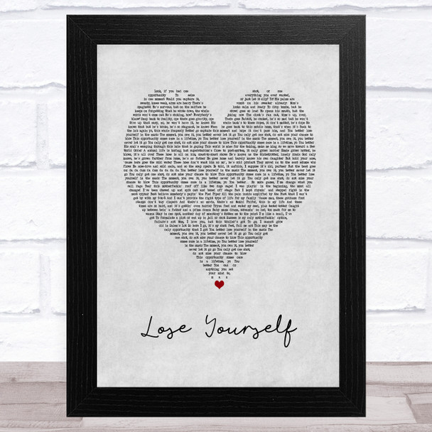 Eminem Lose Yourself Grey Heart Song Lyric Music Art Print