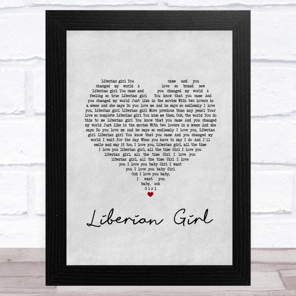 Michael Jackson Liberian Girl Grey Heart Song Lyric Music Art Print