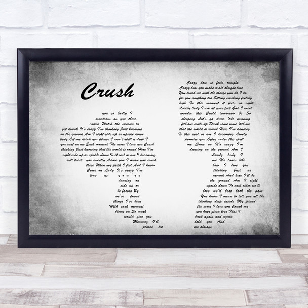 Dave Matthews Band Crush Man Lady Couple Grey Song Lyric Quote Print