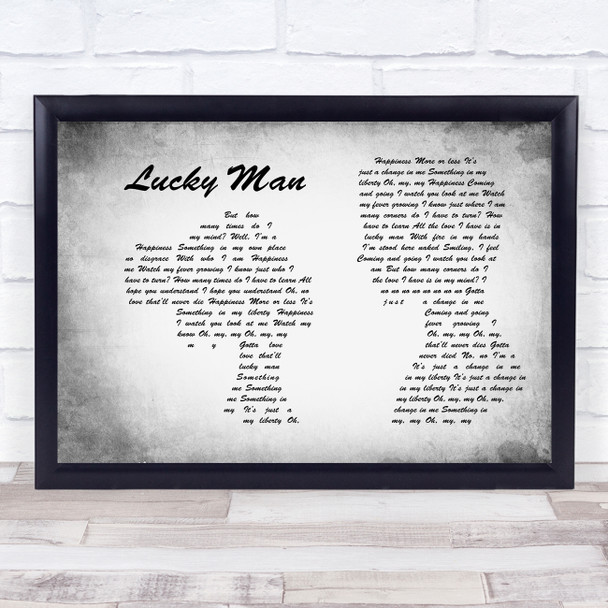 richard ashcroft Lucky Man Man Lady Couple Grey Song Lyric Print
