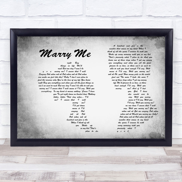 Jason Derulo Marry Me Man Lady Couple Grey Song Lyric Print