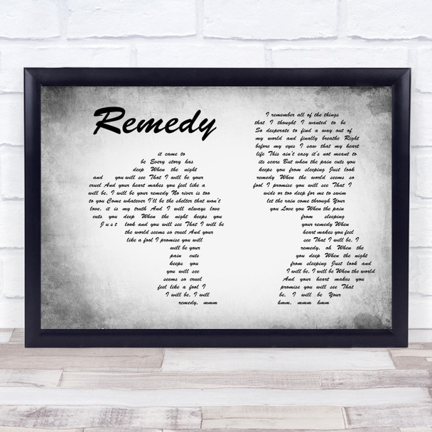 Adele Remedy Man Lady Couple Grey Song Lyric Print