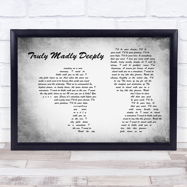 Savage Garden Truly Madly Deeply Man Lady Couple Grey Song Lyric Music Art Print