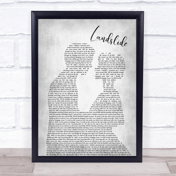 Fleetwood Mac Landslide Grey Song Lyric Man Lady Bride Groom Wedding Print
