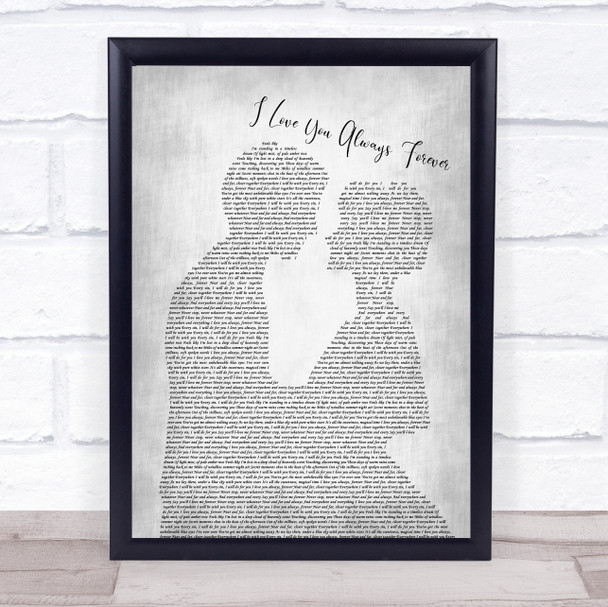 Betty Who I Love You Always Forever Man Lady Bride Groom Wedding Grey Song Lyric Quote Music Print