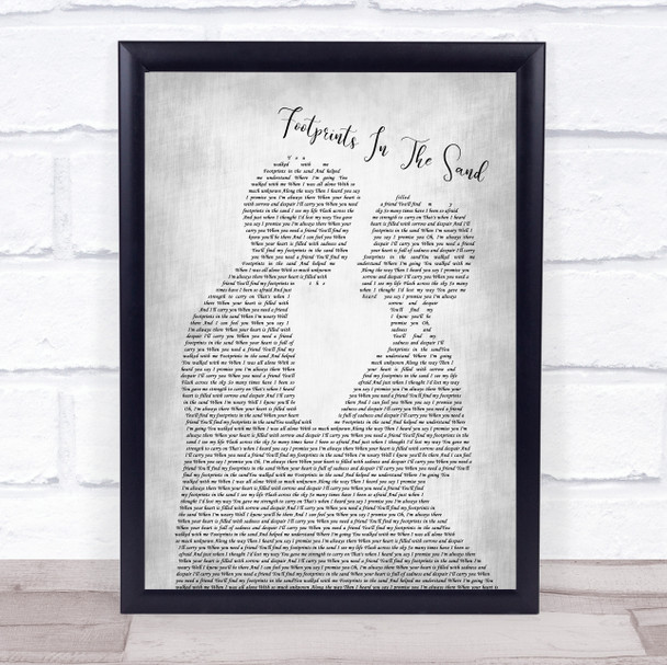 Leona Lewis Footprints In The Sand Man Lady Bride Groom Wedding Grey Song Lyric Wall Art Print