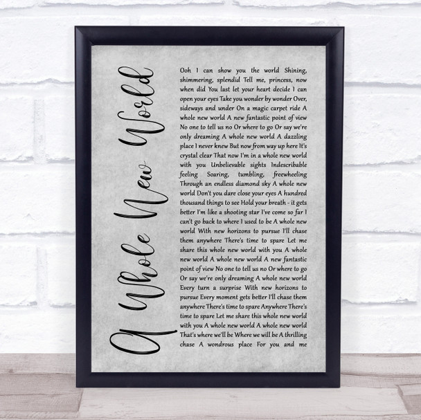 Peabo Bryson & Regina Belle A Whole New World Rustic Script Grey Song Print