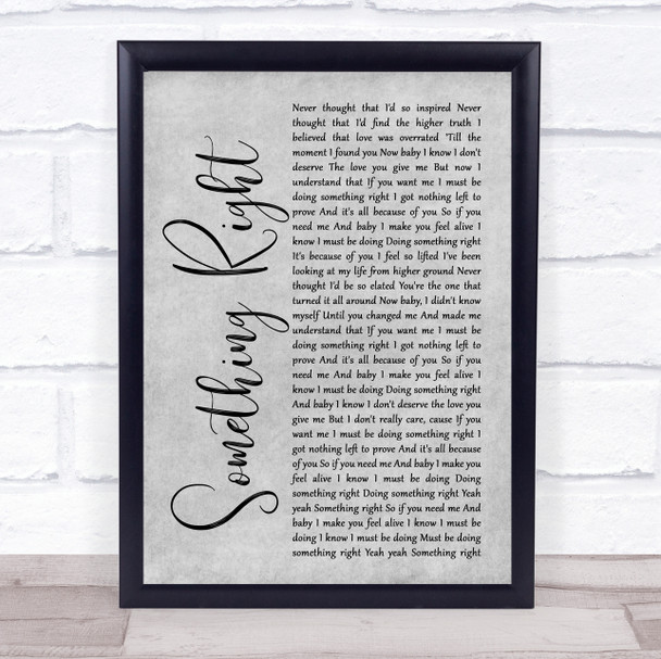 Westlife Something Right Rustic Script Grey Song Lyric Print