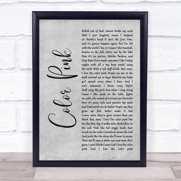 Walker McGurie Color Pink Rustic Script Grey Song Lyric Print