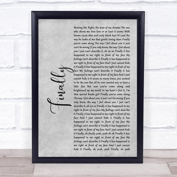 CeCe Peniston Finally Rustic Script Grey Song Lyric Print