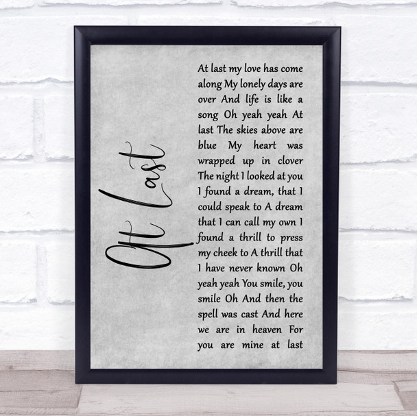 Beyonce At Last Grey Rustic Script Song Lyric Print