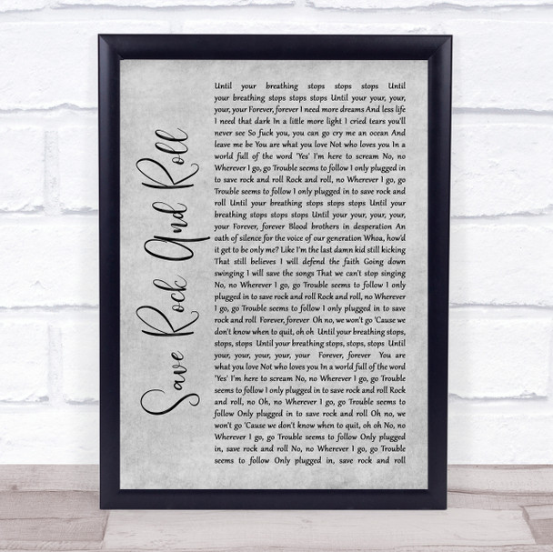Fall Out Boy Save Rock And Roll Grey Rustic Script Song Lyric Quote Music Print