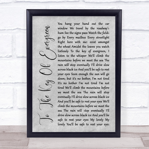 The Devil Wears Prada To The Key Of Evergreen Grey Rustic Script Song Lyric Wall Art Print