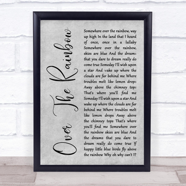 Eva Cassidy Over The Rainbow Grey Rustic Script Song Lyric Print