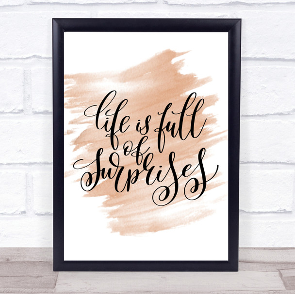 Life Full Surprises Quote Print Watercolour Wall Art