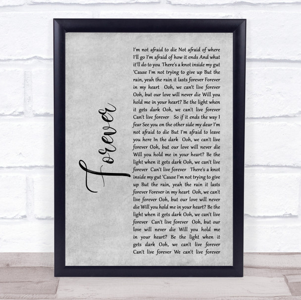 The Amity Affliction Forever Grey Rustic Script Song Lyric Print