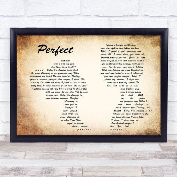 Ed Sheeran Perfect Man Lady Couple Song Lyric Quote Print