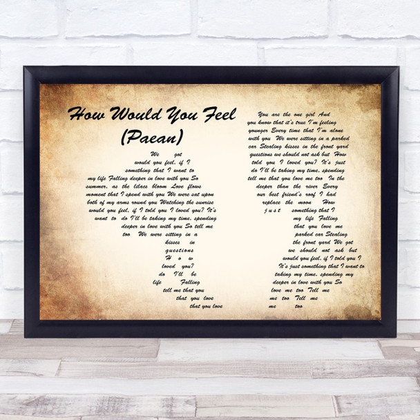 Ed Sheeran How Would You Feel (Paean) Man Lady Couple Song Lyric Quote Print