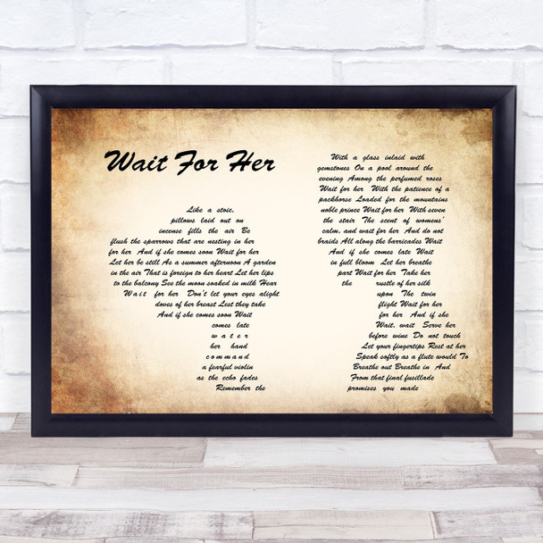 Roger Waters Wait For Her Man Lady Couple Song Lyric Quote Print