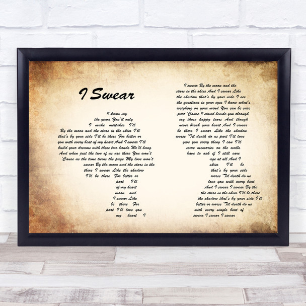 All 4 One I Swear Man Lady Couple Song Lyric Quote Print