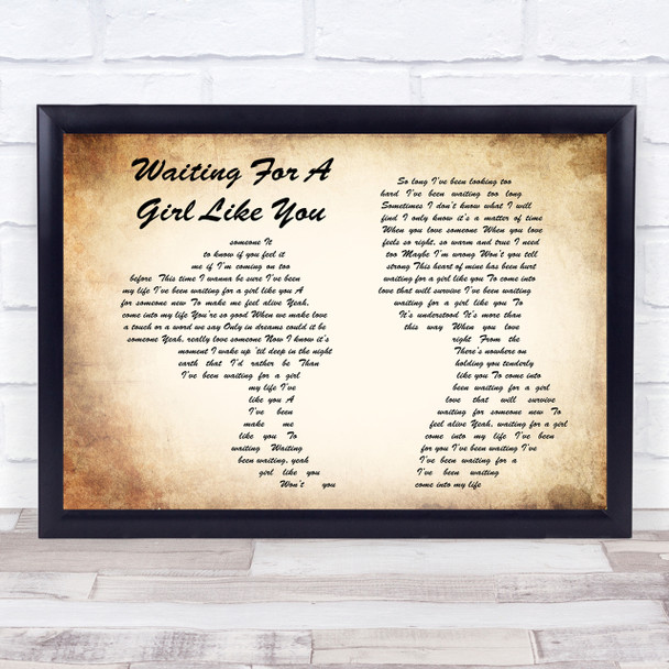 Foreigner Waiting For A Girl Like You Man Lady Couple Song Lyric Quote Print