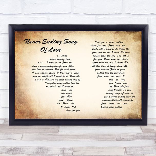 New Seekers Never ending song of love Man Lady Couple Song Lyric Music Art Print