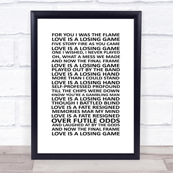 Amy Winehouse Love Is A Losing Game Song Lyric Quote Print