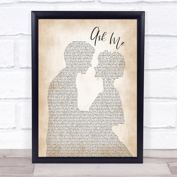 Elvis Presley Ask Me Man Lady Bride Groom Wedding Song Lyric Quote Print