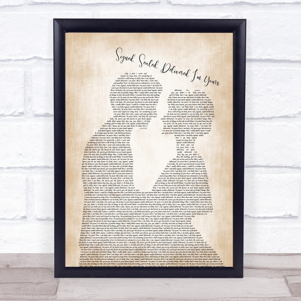 Stevie Wonder Signed, Sealed, Delivered I'm Yours Man Lady Bride Lyric Print