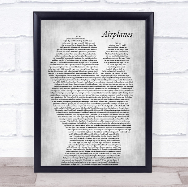 B.o.B Airplanes (clean edit) Mother & Baby Grey Song Lyric Print