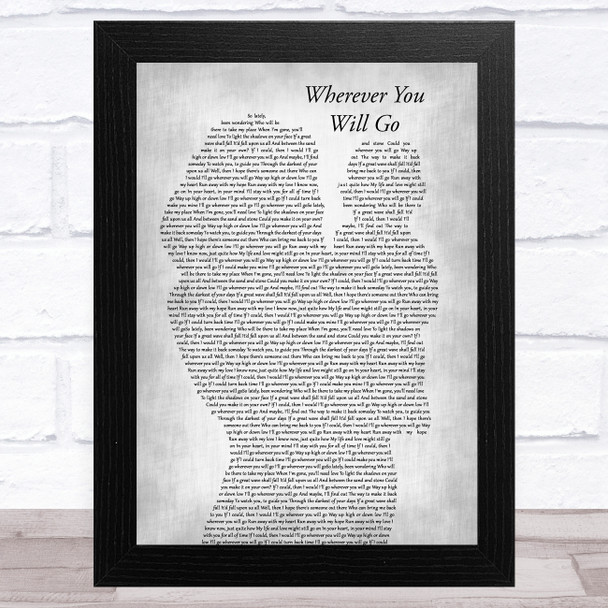 The Calling Wherever You Will Go Mother & Baby Grey Song Lyric Music Art Print