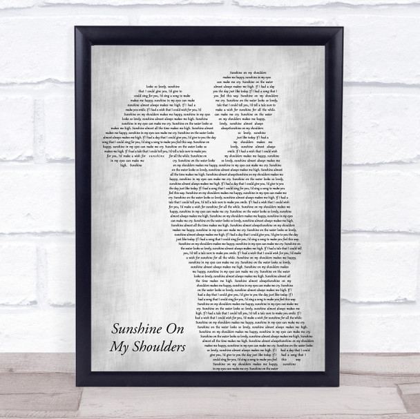 John Denver Sunshine On My Shoulders Mother & Child Grey Song Lyric Print