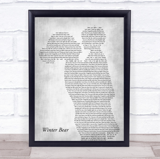 Coby Grant Winter Bear Mother & Child Grey Song Lyric Print