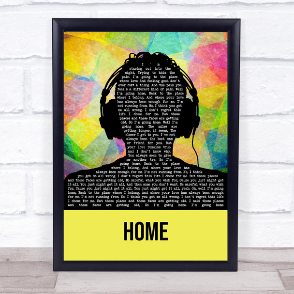 Home Multicolour Man Headphones Song Lyric Quote Music Print