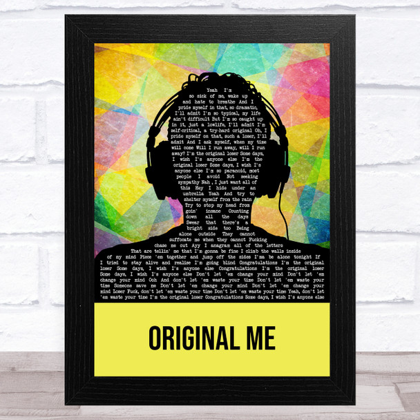 YUNGBLUD Original Me Multicolour Man Headphones Song Lyric Music Art Print