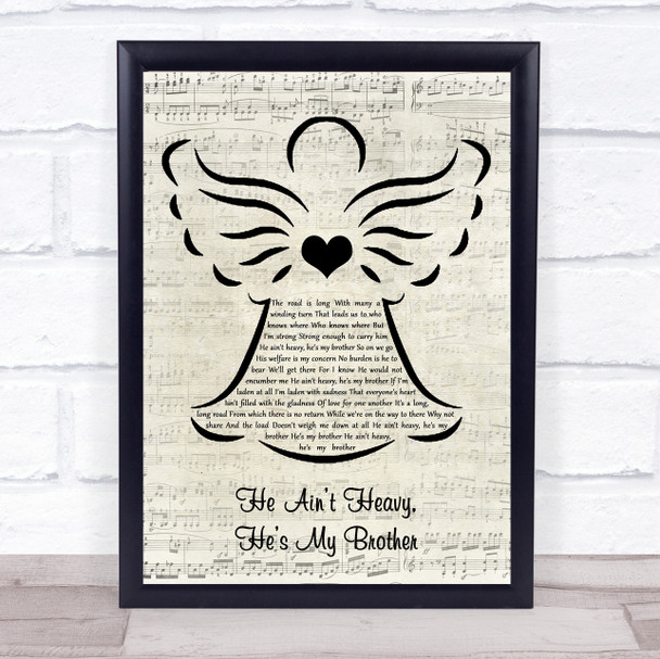 The Hollies He Ain?Æt Heavy, He?Æs My Brother Music Script Angel Song Lyric Quote Music Print