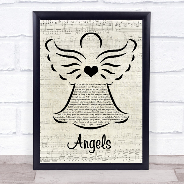 Robbie Williams Angels Music Script Angel Song Lyric Print