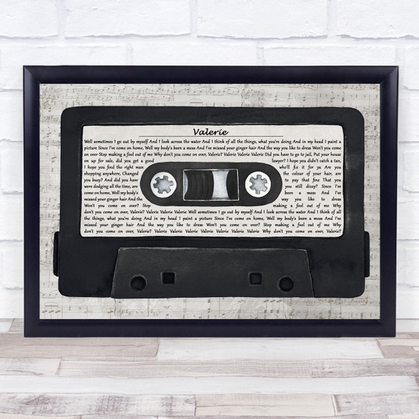 Amy Winehouse Valerie Music Script Cassette Tape Song Lyric Print