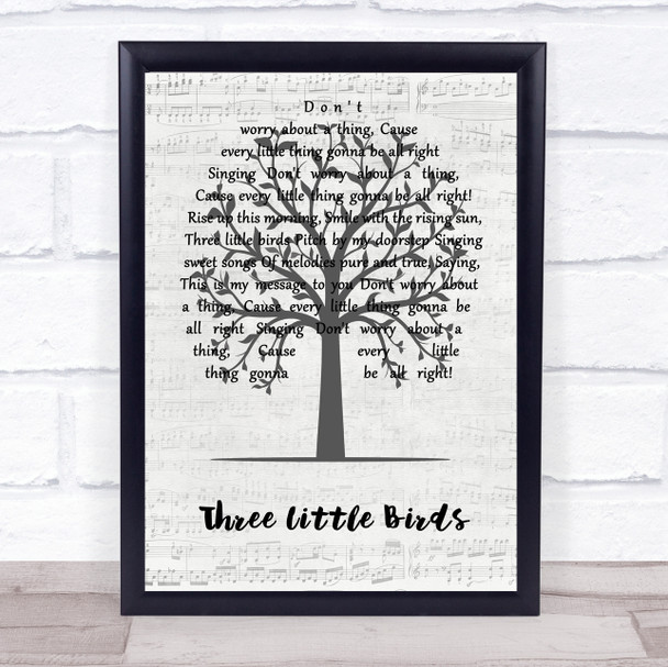 Bob Marley Three Little Birds Music Script Tree Song Lyric Wall Art Print