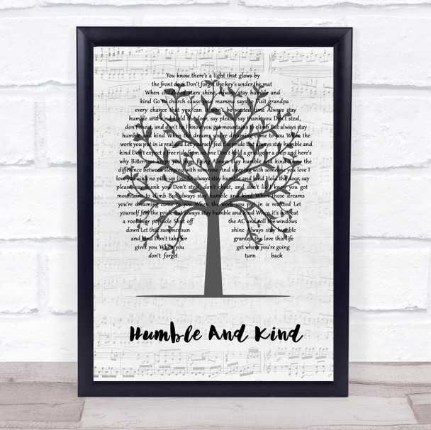 Tim McGraw Humble And Kind Music Script Tree Song Lyric Print