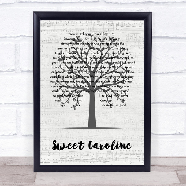 Neil Diamond Sweet Caroline Music Script Tree Song Lyric Print