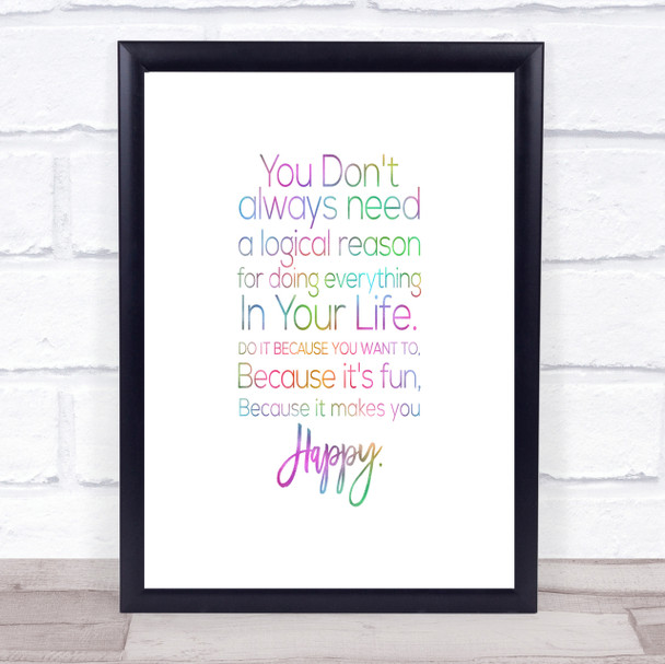 Logical Reason Rainbow Quote Print Logical Reason Rainbow Quote Print
