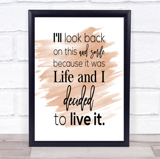 Look Back And Smile Quote Print Watercolour Wall Art
