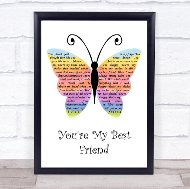 Don Williams You're My Best Friend Rainbow Butterfly Song Lyric Quote Music Print