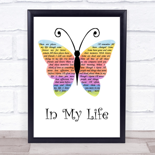 The Beatles In My Life Rainbow Butterfly Song Lyric Quote Music Print